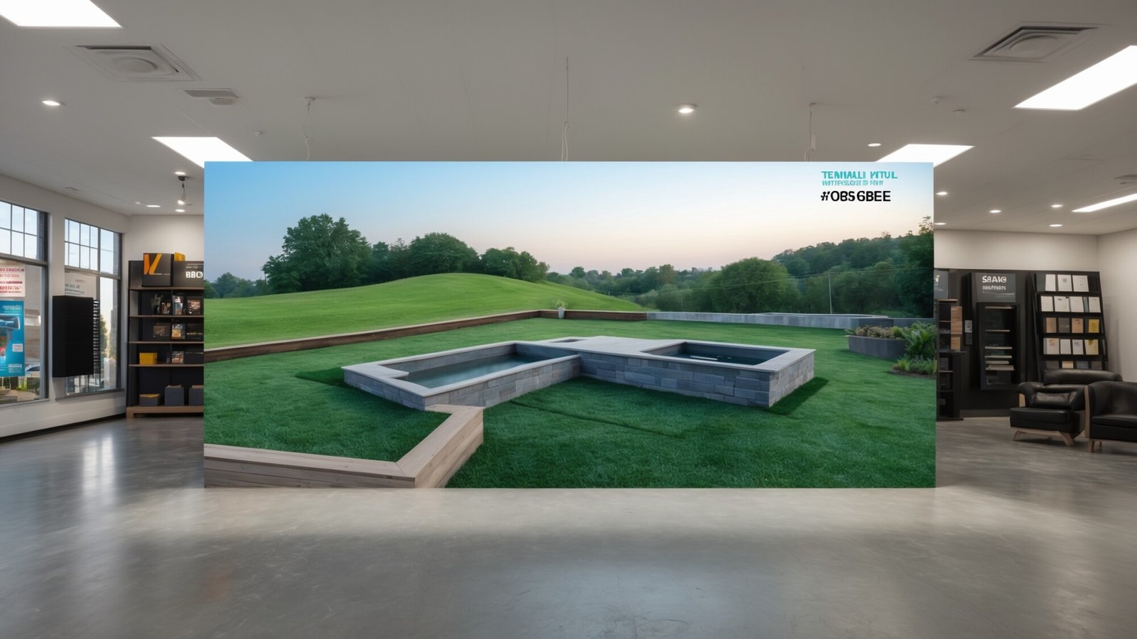 Backyard pool built on sloped terrain with retaining walls in Spring Hill Tennessee