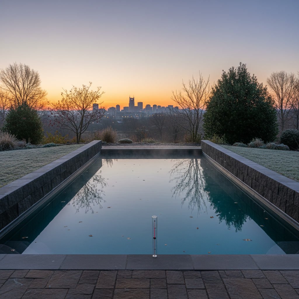 Energy efficient fiberglass pool installation in Nashville Tennessee backyard