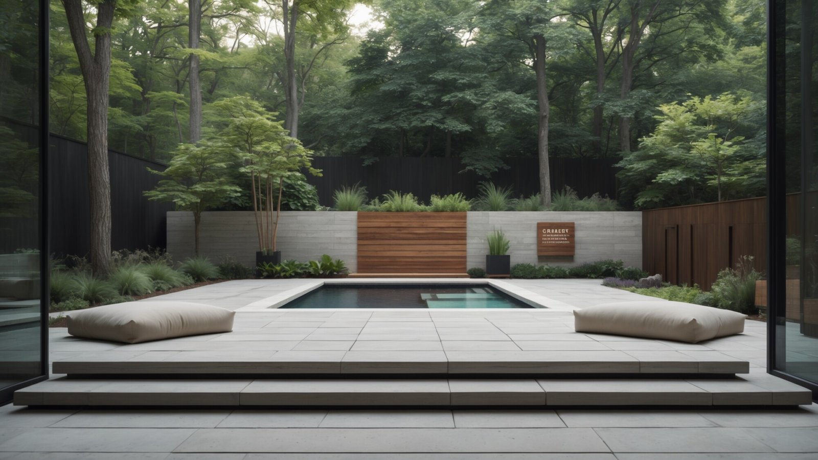 Tiered retaining walls supporting pool and patio area on sloped Spring Hill property
