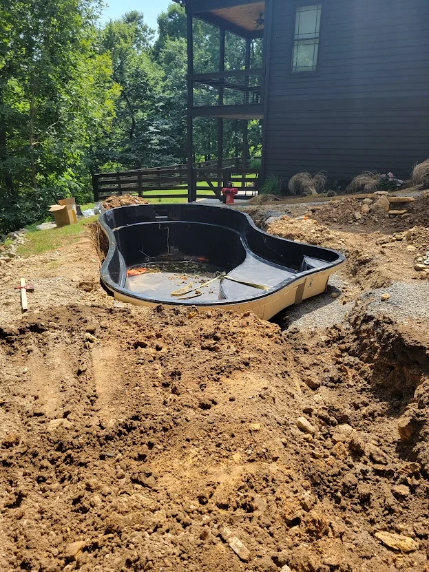 Pool shell set in freshly excavated Tennessee clay